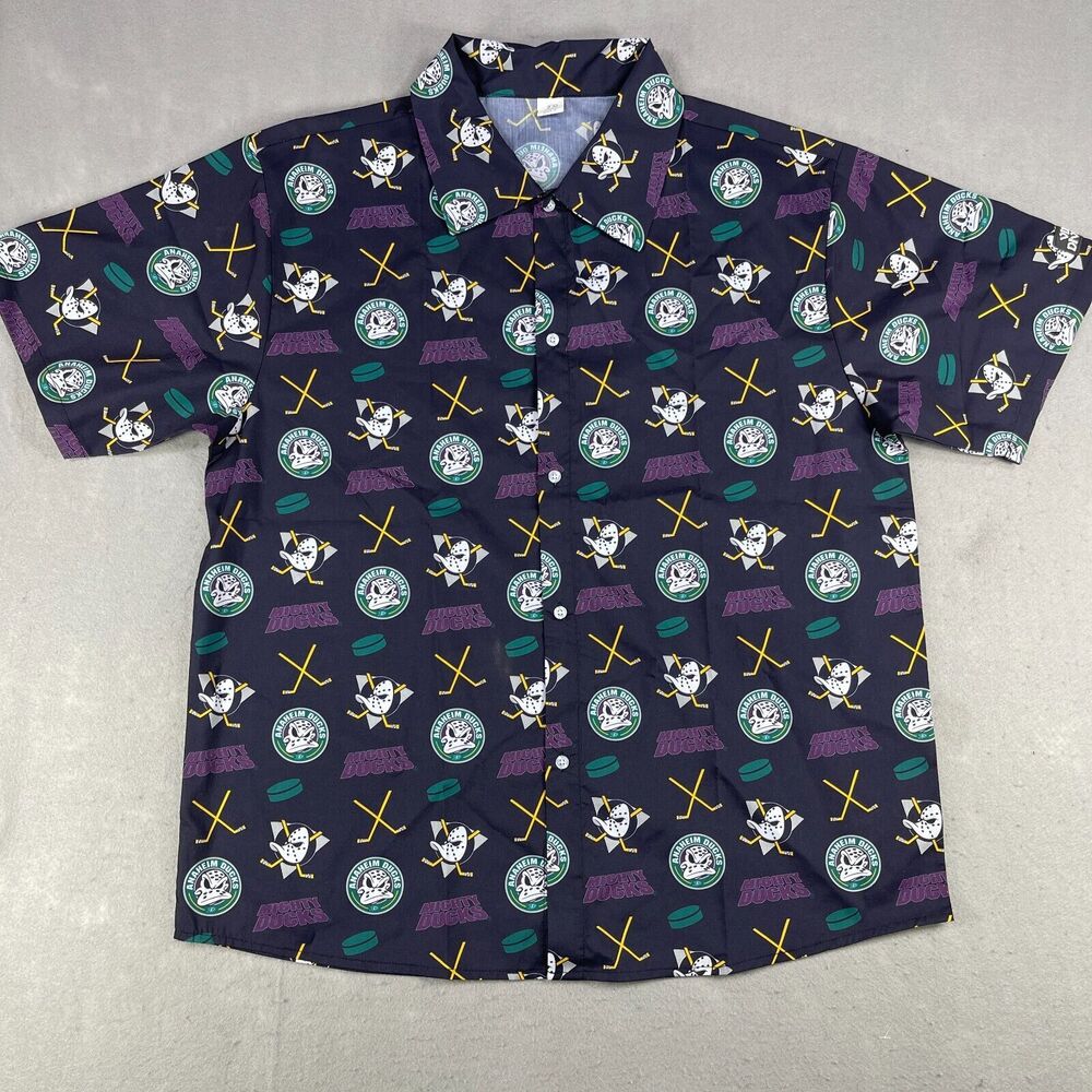 Anaheim Ducks 30th Anniversary Mighty Button Up Shirt XL Unisex Vida Divina